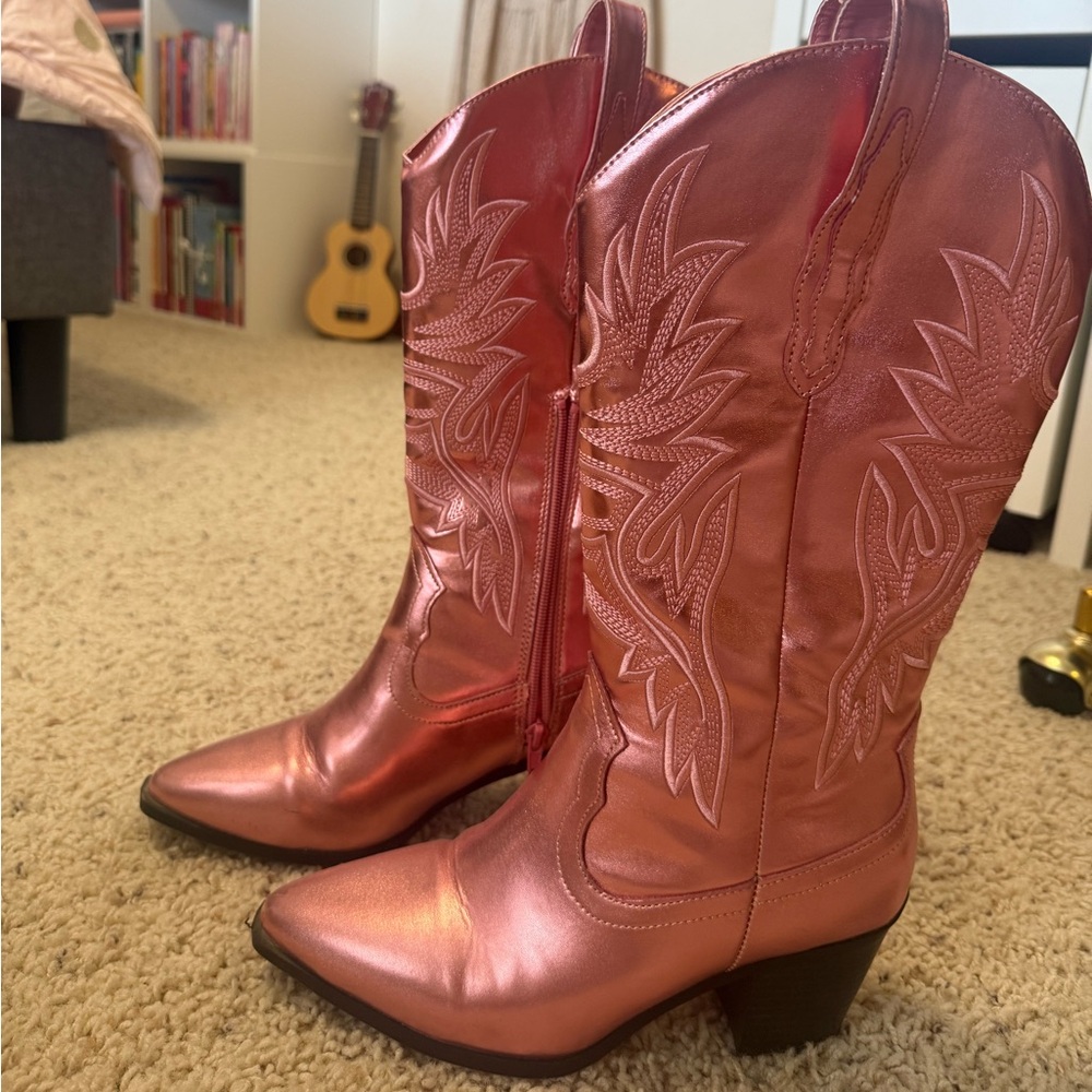 Altar'd State Metallic Pink Cowboy Boots
